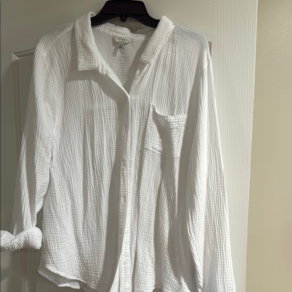 Lucky Brand White Women's Casual Button Down Shirt